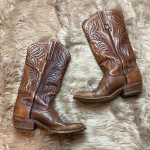 Frye Vintage Billy Pull-on Leather Embroidered Western Cowboy Cowgirl Boots
